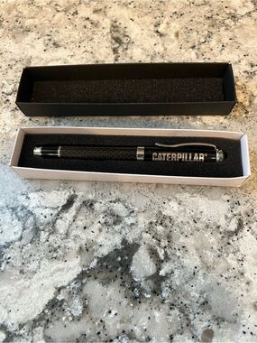 Caterpillar Black Pen with Silver Accents